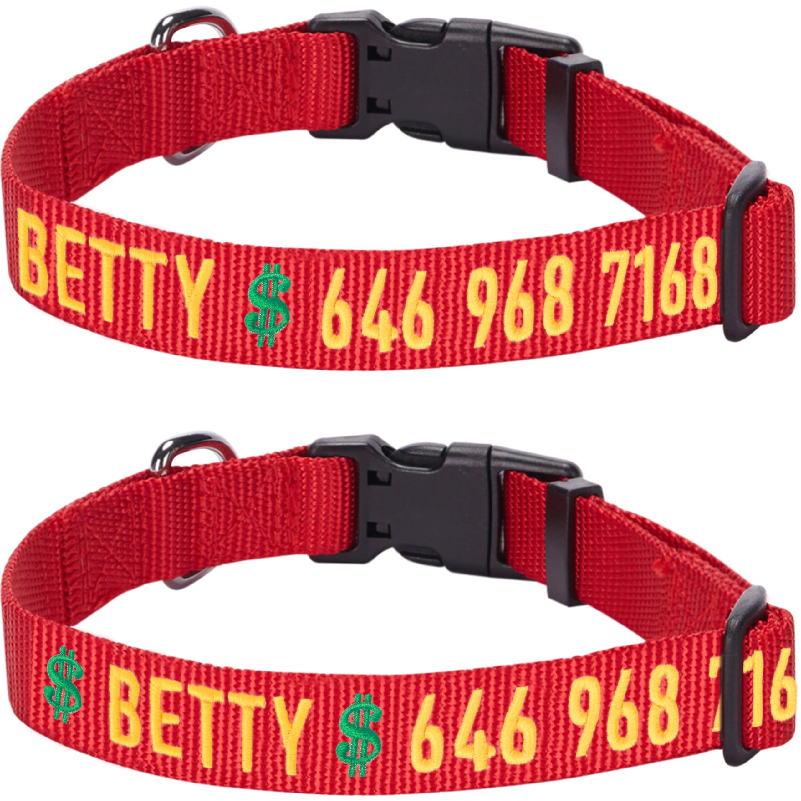 Personalized Dog Collars for Small Dogs - Adjustable Pet Collar with Custom Embroidered Name & Phone Number | Blueberry Pet Essentials | Perfect for Daily Walks, Training & ID Safety (Rouge Red, Small)