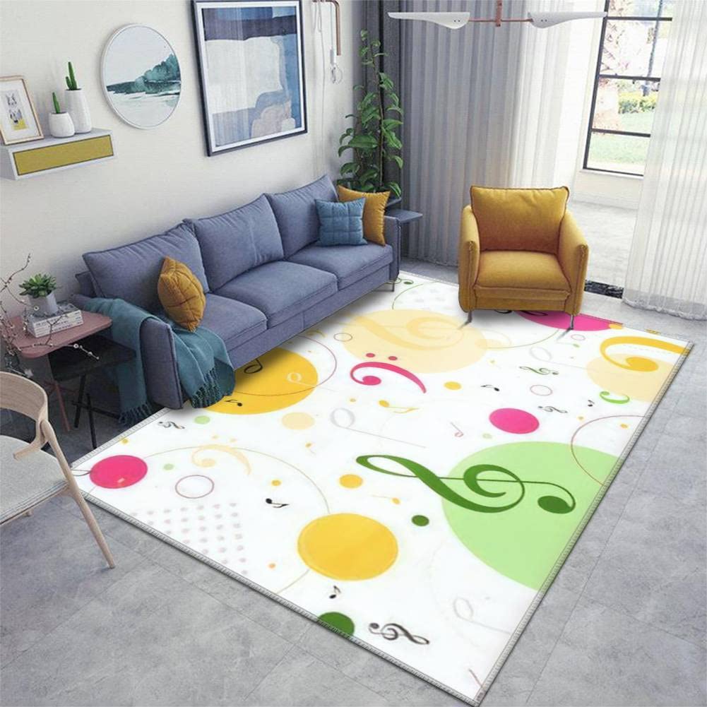ZOANIML 6'x9' Washable Non-Slip Indoor/Outdoor Area Rug with Music Design - Perfect for Living Room, Kids Bedroom, Playroom & Outdoor Use - Durable Playmat for Children, Ideal for Home Decor & Family Gatherings