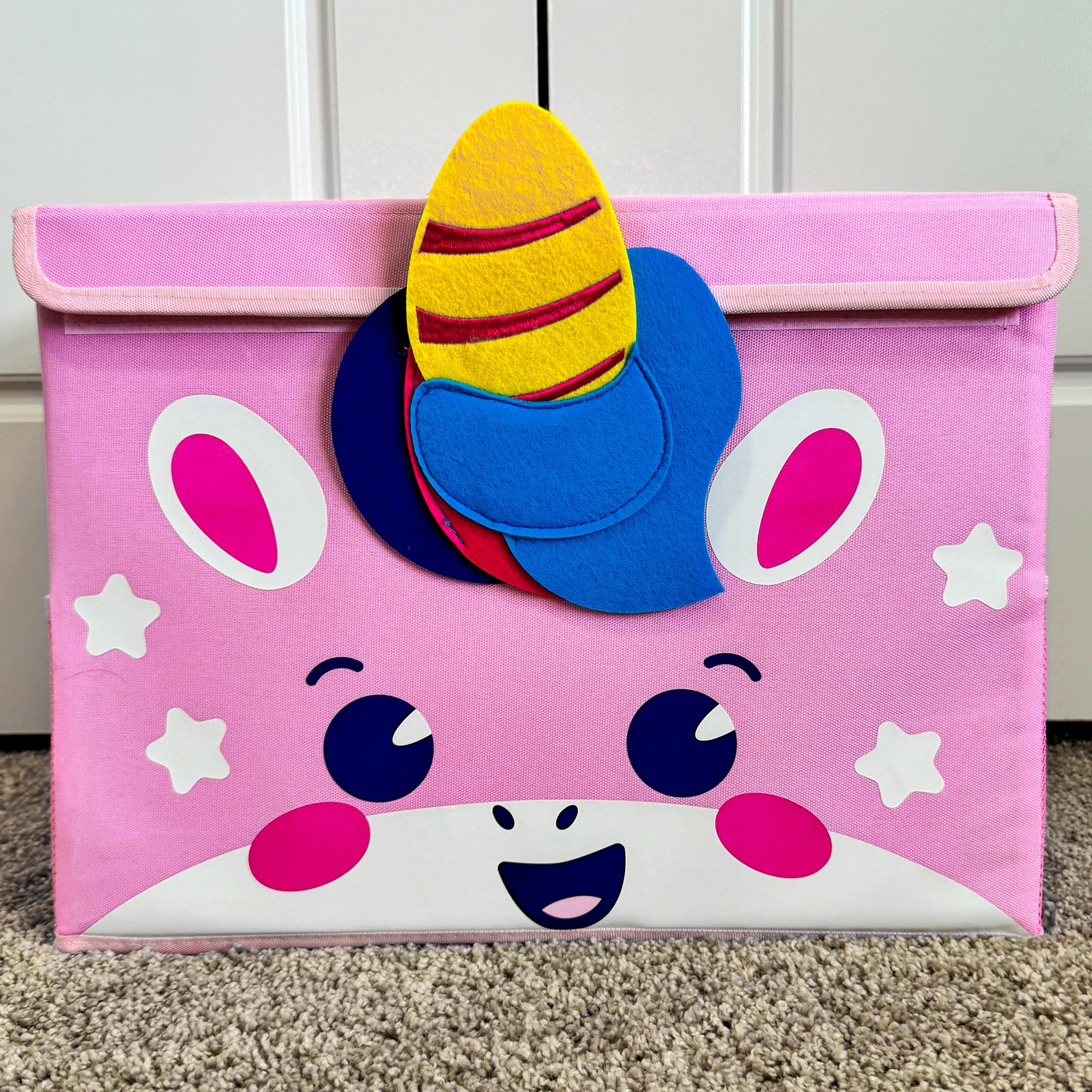 QUOKKA Kids Toy Storage Box - 16x12x10 Inch Collapsible Fabric Toy Organizer with Handles & Flip-Top Lid - Foldable Playroom Bin for Boys and Girls - Perfect for Nursery, Bedroom, and Playroom Organization