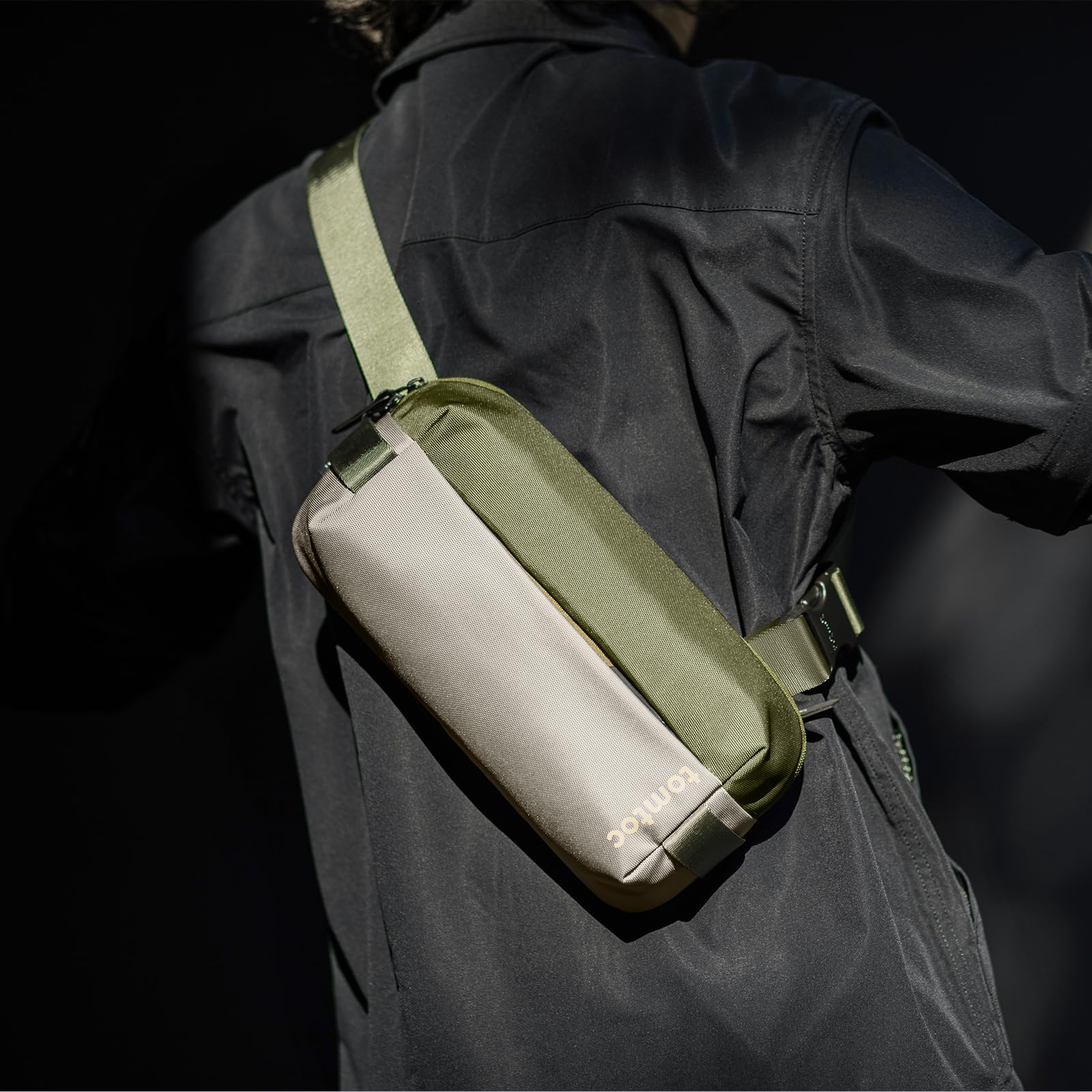 tomtoc Compact EDC Sling Bag - Lightweight Minimalist Chest Shoulder Backpack for Men & Women | Tactical Travel, Work, Gym & Sports Crossbody Bag | Olive Green | Perfect for Everyday Carry, Urban Commuting & Outdoor Adventures