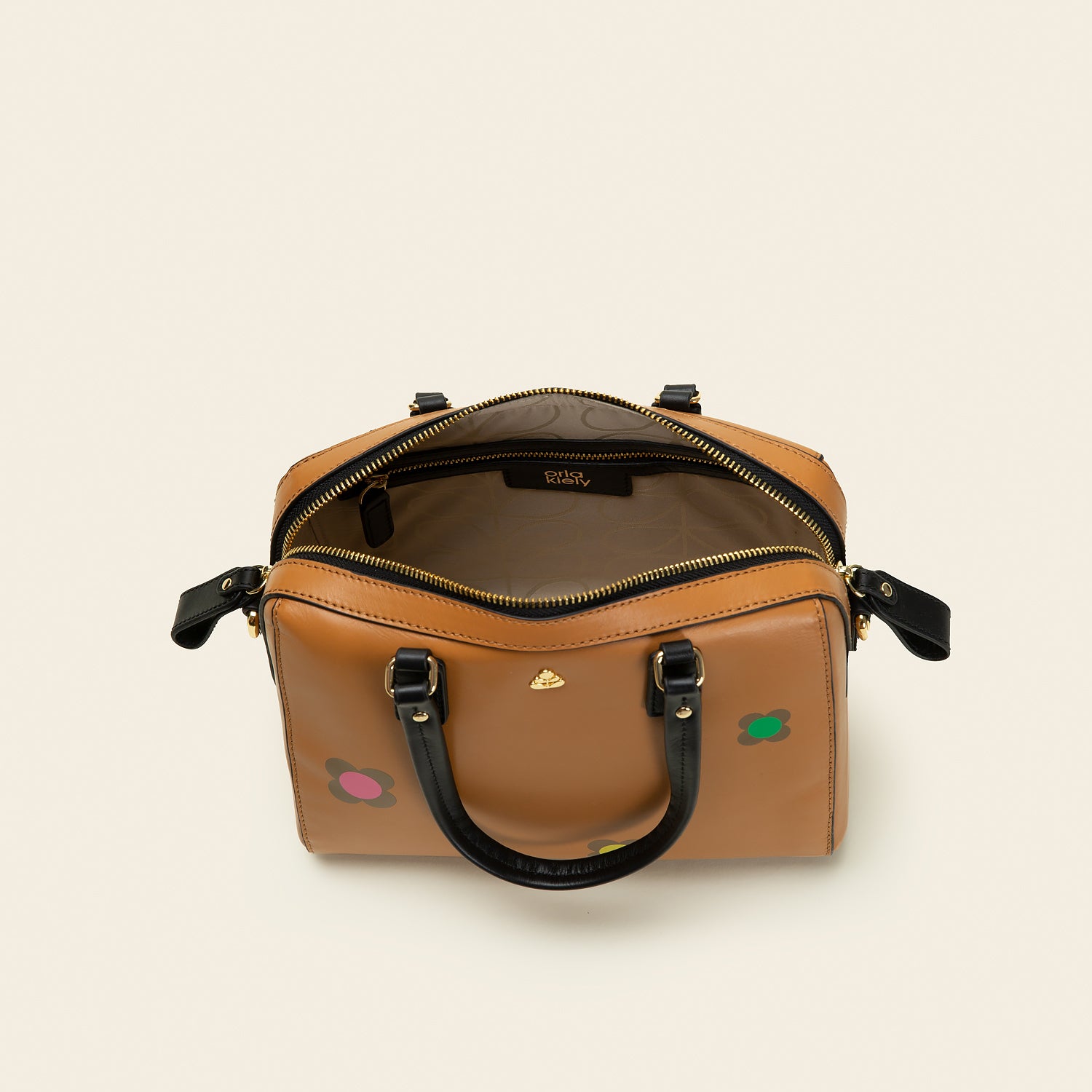 Elegant Iris Handbag with Scattered Floral Design in Tan - Perfect for Women's Daily Use, Work, and Special Occasions