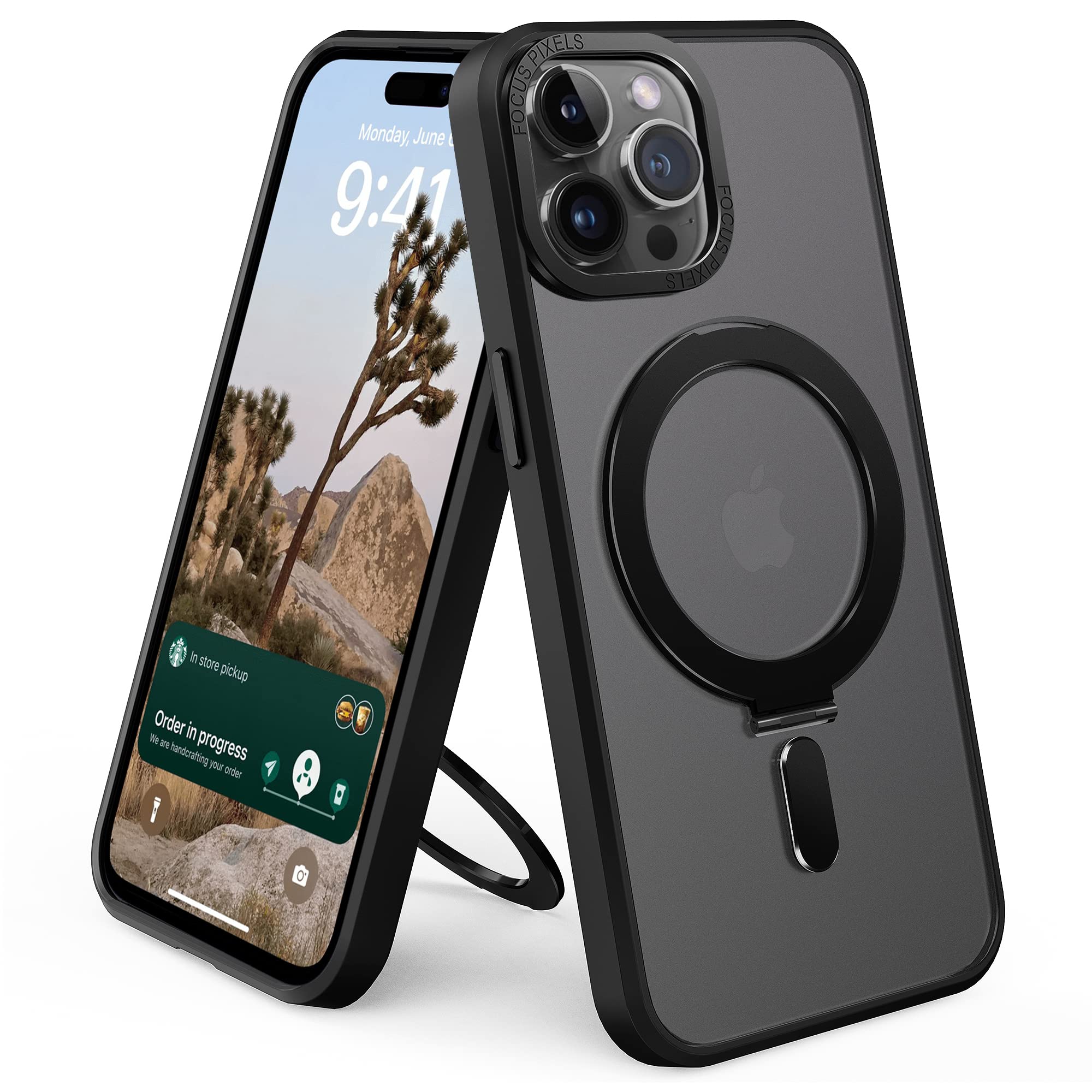 Magnetic iPhone 13 Pro Case with Invisible Stand | Compatible with MagSafe | Translucent Matte Finish | 6.1