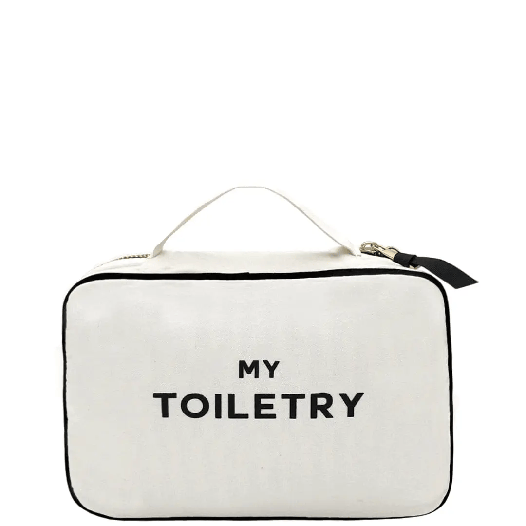 Portable Hanging Toiletry Bag with Hooks - Cream Color Cosmetic Organizer for Travel, Gym & Bathroom Storage | Compact Folding Design for Easy Packing