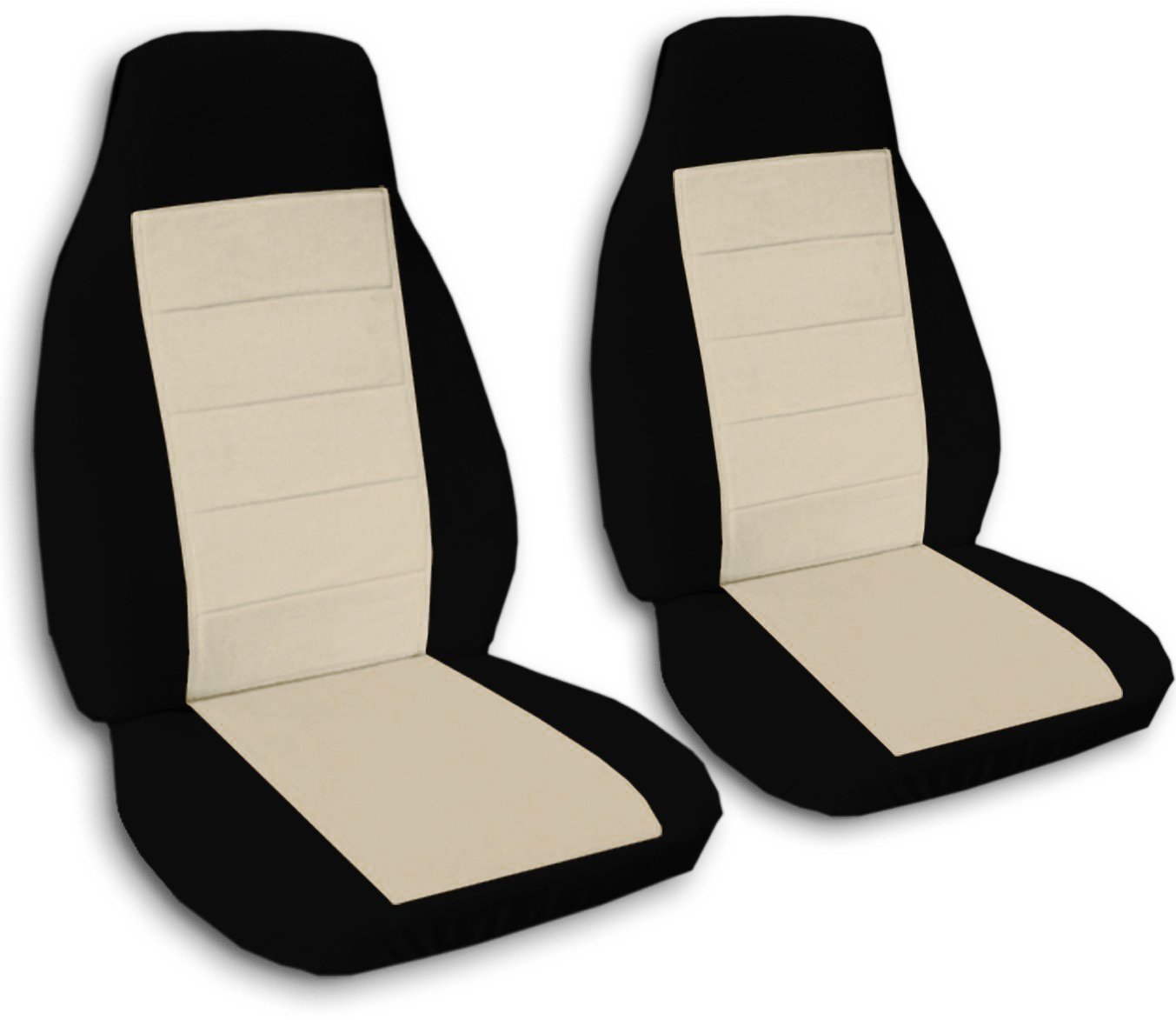 Premium Two-Tone Car Seat Covers - Universal Fit Black & Sand for Front Bucket Seats | Airbag, Seat Belt & Armrest Compatible (21 Color Options) | Protect & Upgrade Your Vehicle Interior for Daily Commute & Road Trips