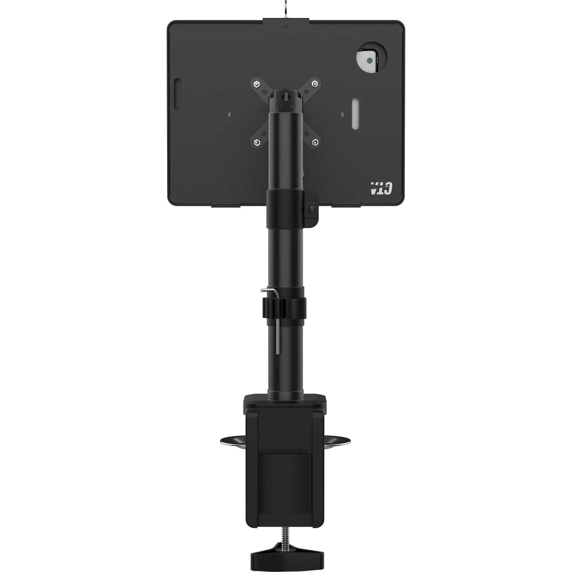 Adjustable Articulating Desk Clamp Mount with Secure Enclosure - Perfect for Monitors, Laptops, and Tablets in Home Office & Gaming Setups