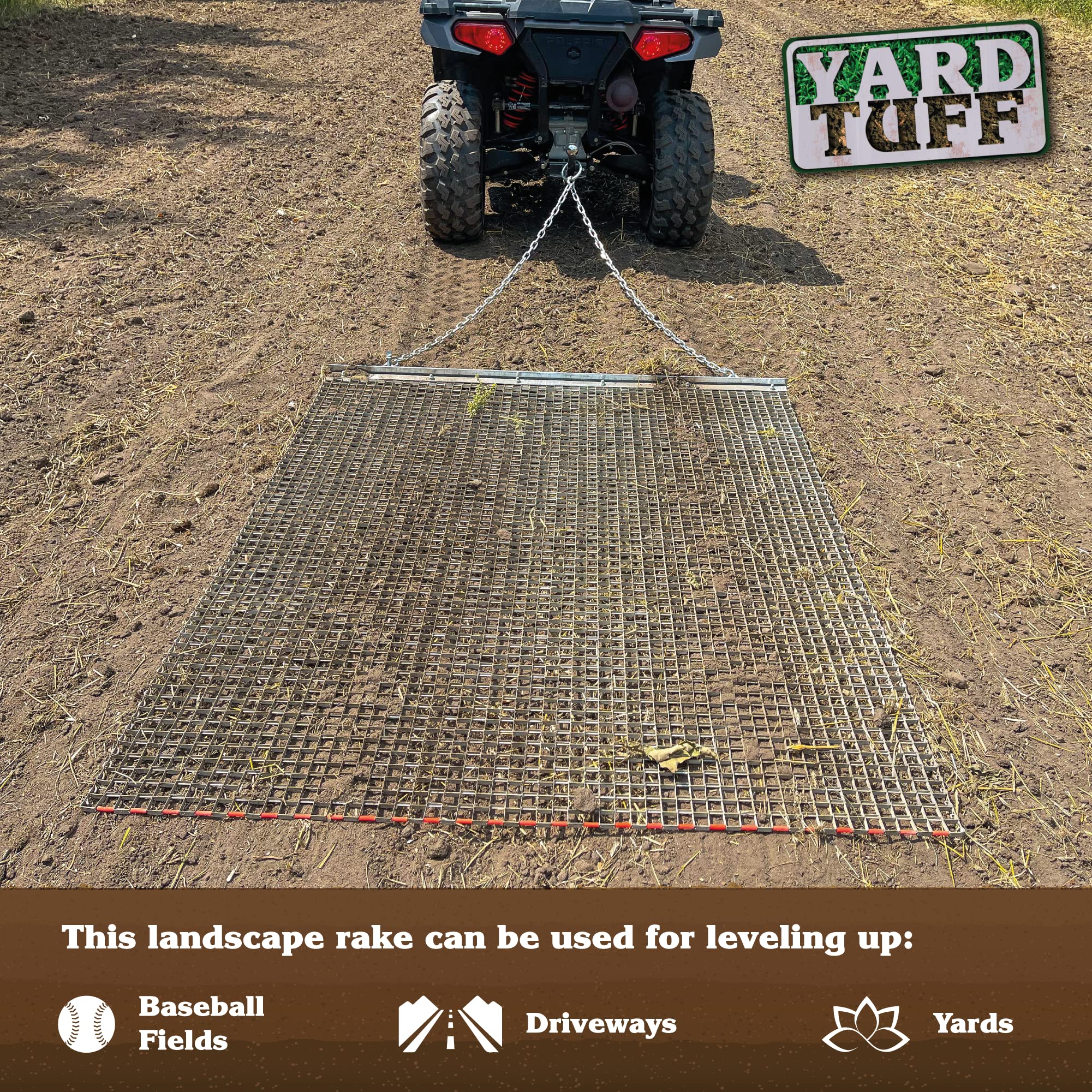 Yard Tuff Zinc and Steel Field Surface Leveling Drag Mat - Heavy Duty Landscape Leveling Tool for Sports Fields, Arenas, and Pastures