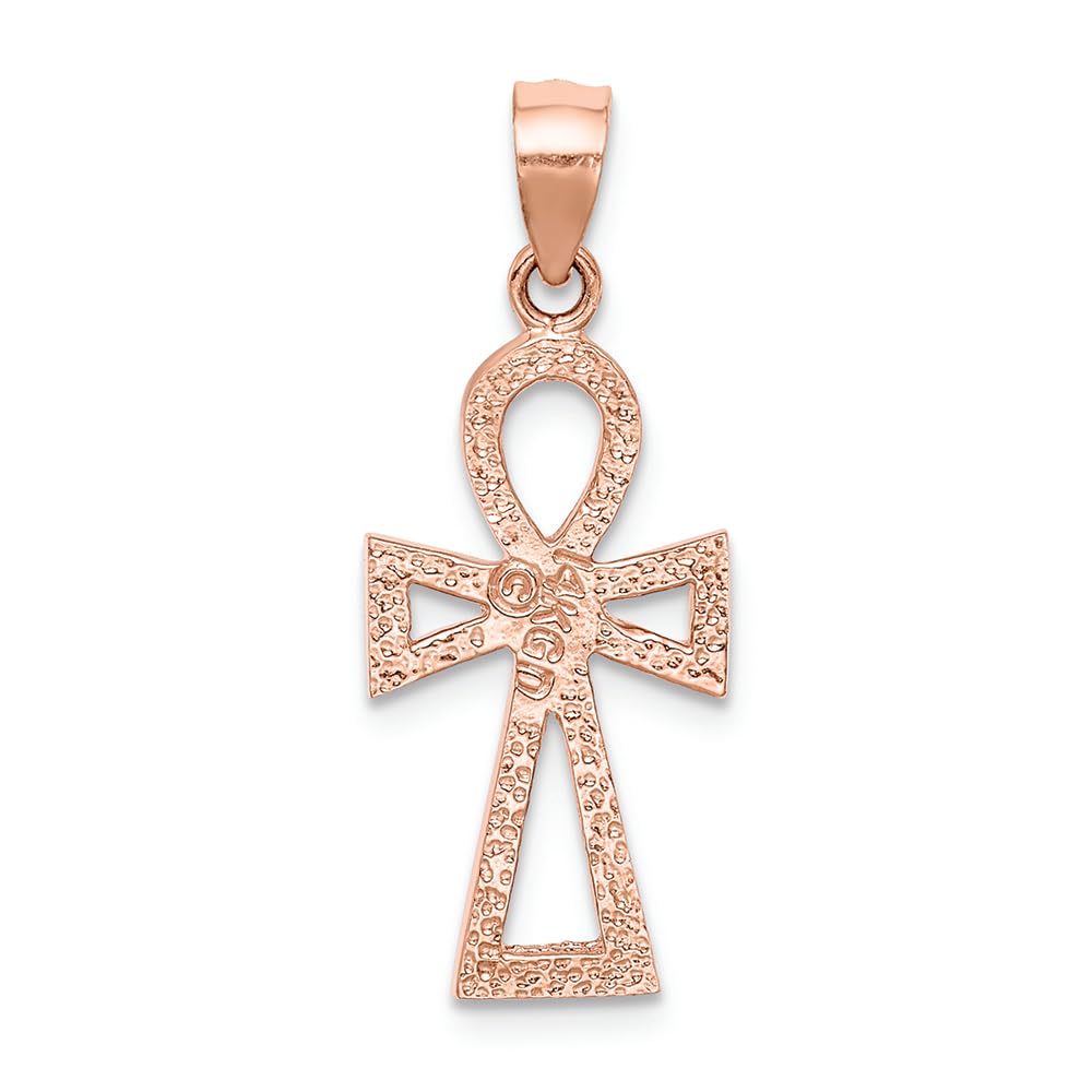 14K Rose Gold Polished Ankh Charm Pendant - Egyptian Symbol Necklace for Women, Spiritual Jewelry Gift for Her - Perfect for Meditation, Yoga & Boho Fashion
