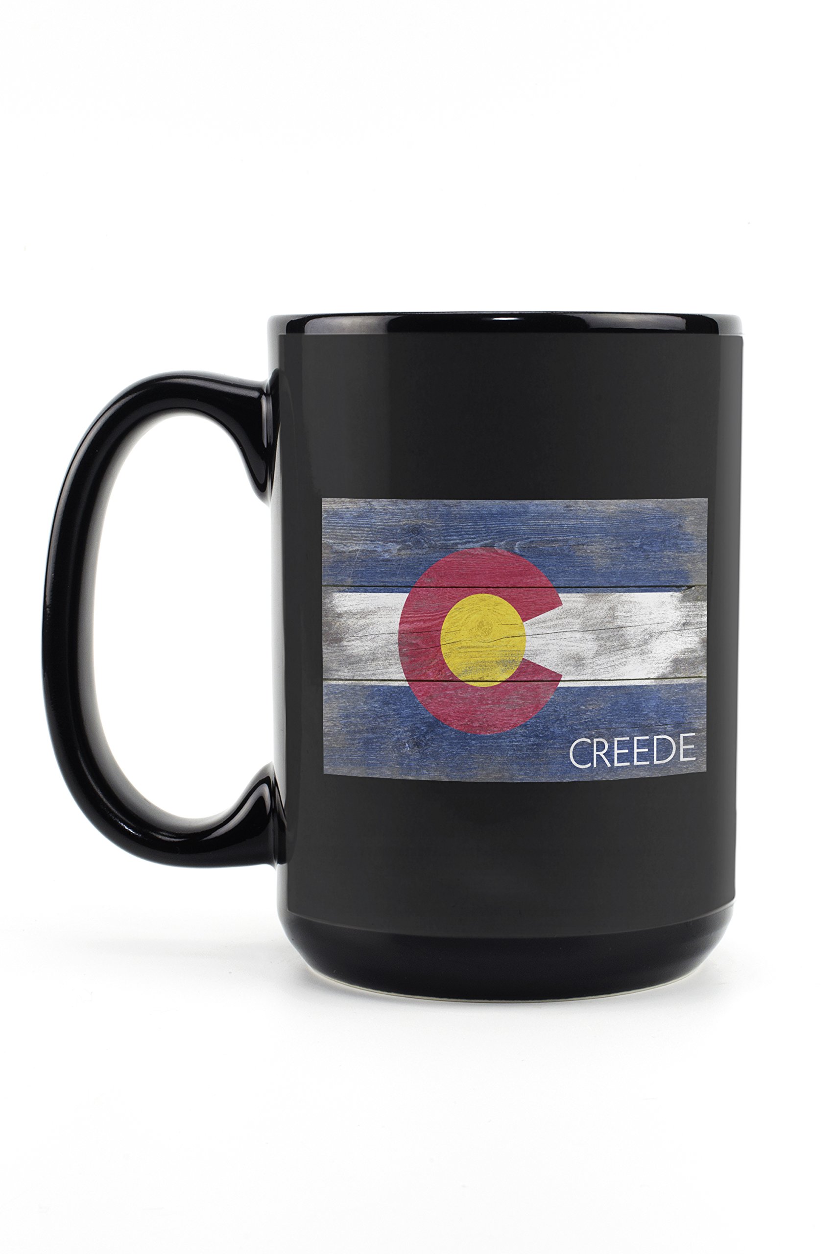 Lantern Press Creede Rustic Colorado State Flag Mug - 15oz Black Ceramic Coffee & Tea Cup | Dishwasher & Microwave Safe | Perfect for Home, Office & Camping Use