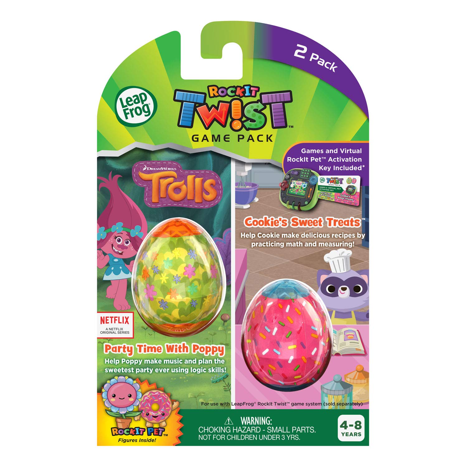 LeapFrog RockIt Twist Dual Game Pack - Trolls Party Time & Cookie's Sweet Treats Educational Learning Games for Kids | Interactive STEM Toy for Preschool & Kindergarten Classroom Activities
