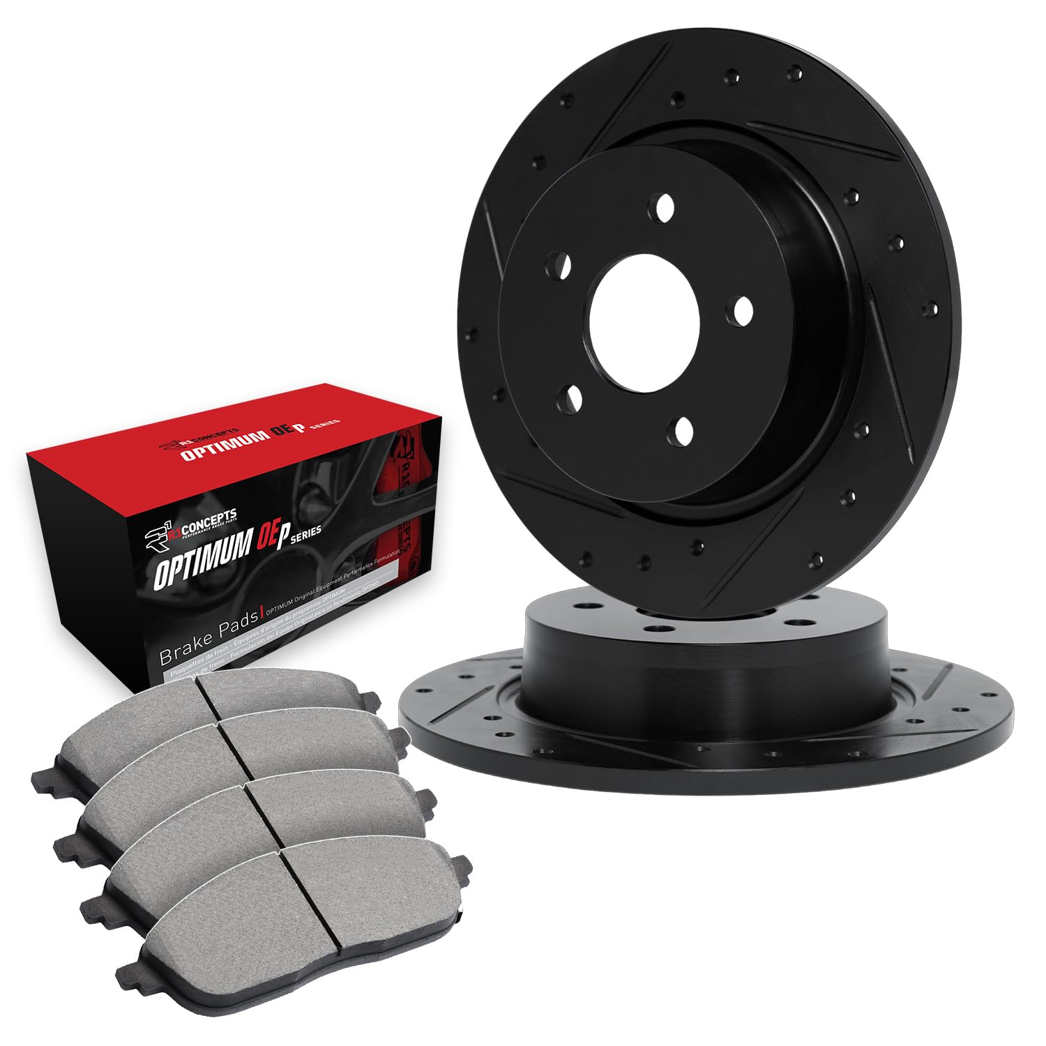 R1 Concepts Rear Brake Pads and Rotors Kit - Ceramic Brake Pads & Rotors for 1988-1991 Subaru XT | High-Performance Braking for Daily Driving & Off-Road Adventures