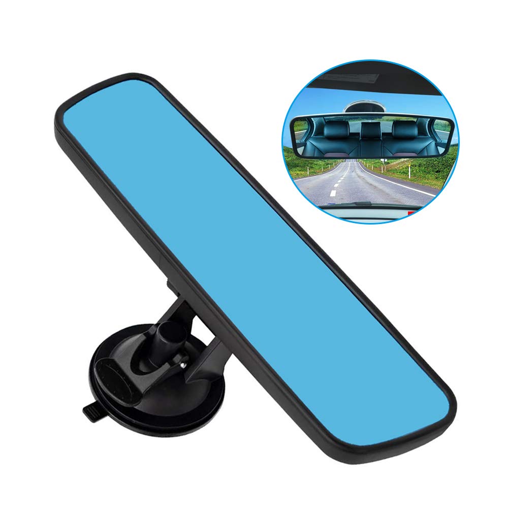 Adjustable Car Rear View Mirror - Universal Child Safety Mirror for Cars, Trucks & SUVs - 9.64 x 2.6 Inch Blue Interior Mirror - Perfect for Baby Monitoring & Backseat Visibility