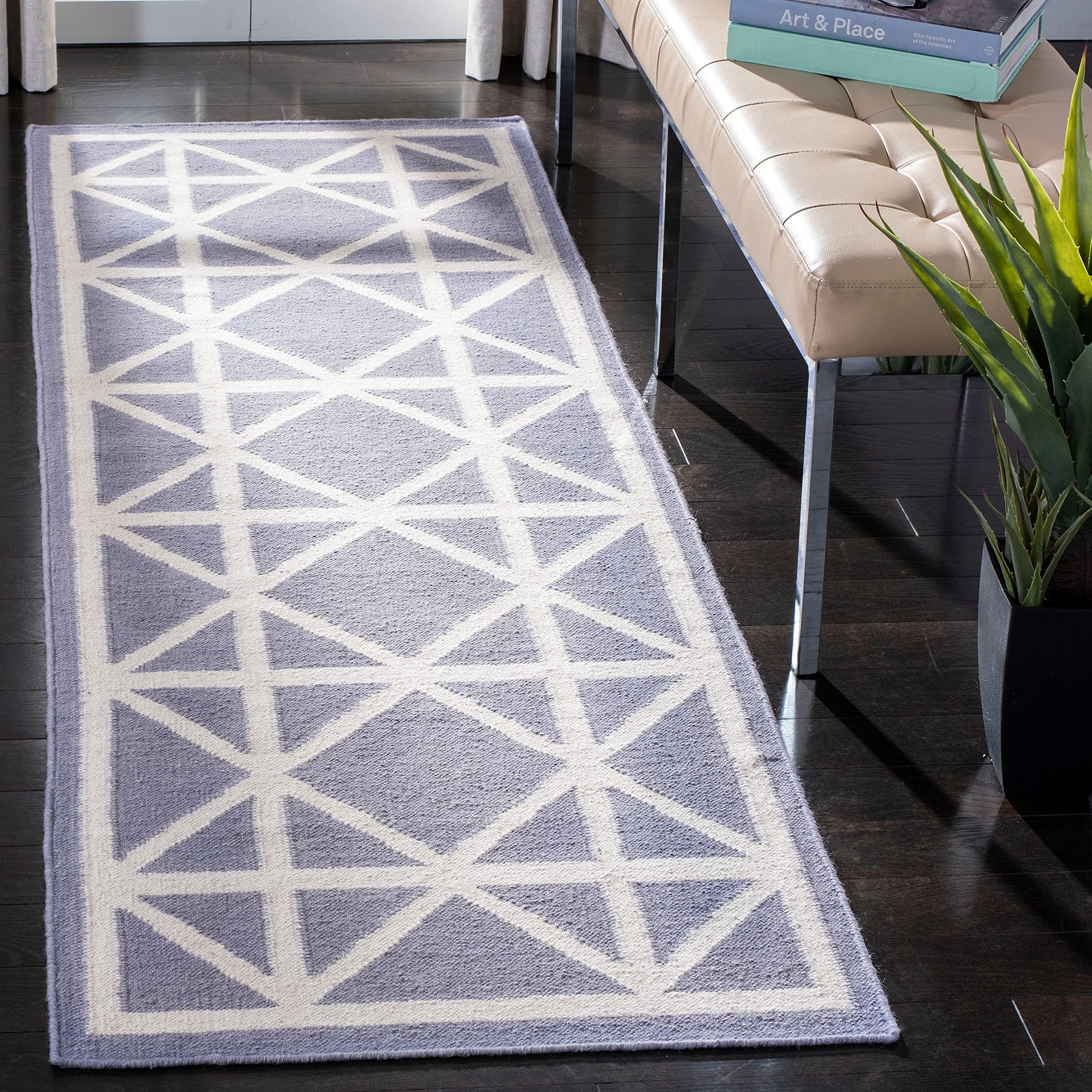 Safavieh Dhurries 5' x 8' Handmade Purple and Ivory Area Rug - Boho Chic Home Decor for Living Room, Bedroom & Dining Room