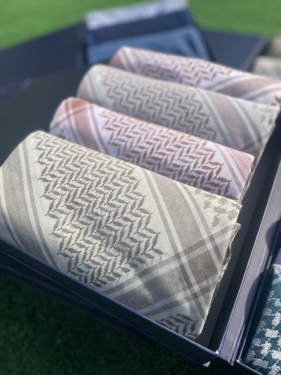 Golden Oasis Premium Shemagh & Keffiyeh Scarf Set - Limited Edition Arab Headwear for Men & Women - Perfect for Desert Travel, Outdoor Adventures & Fashion Accessories