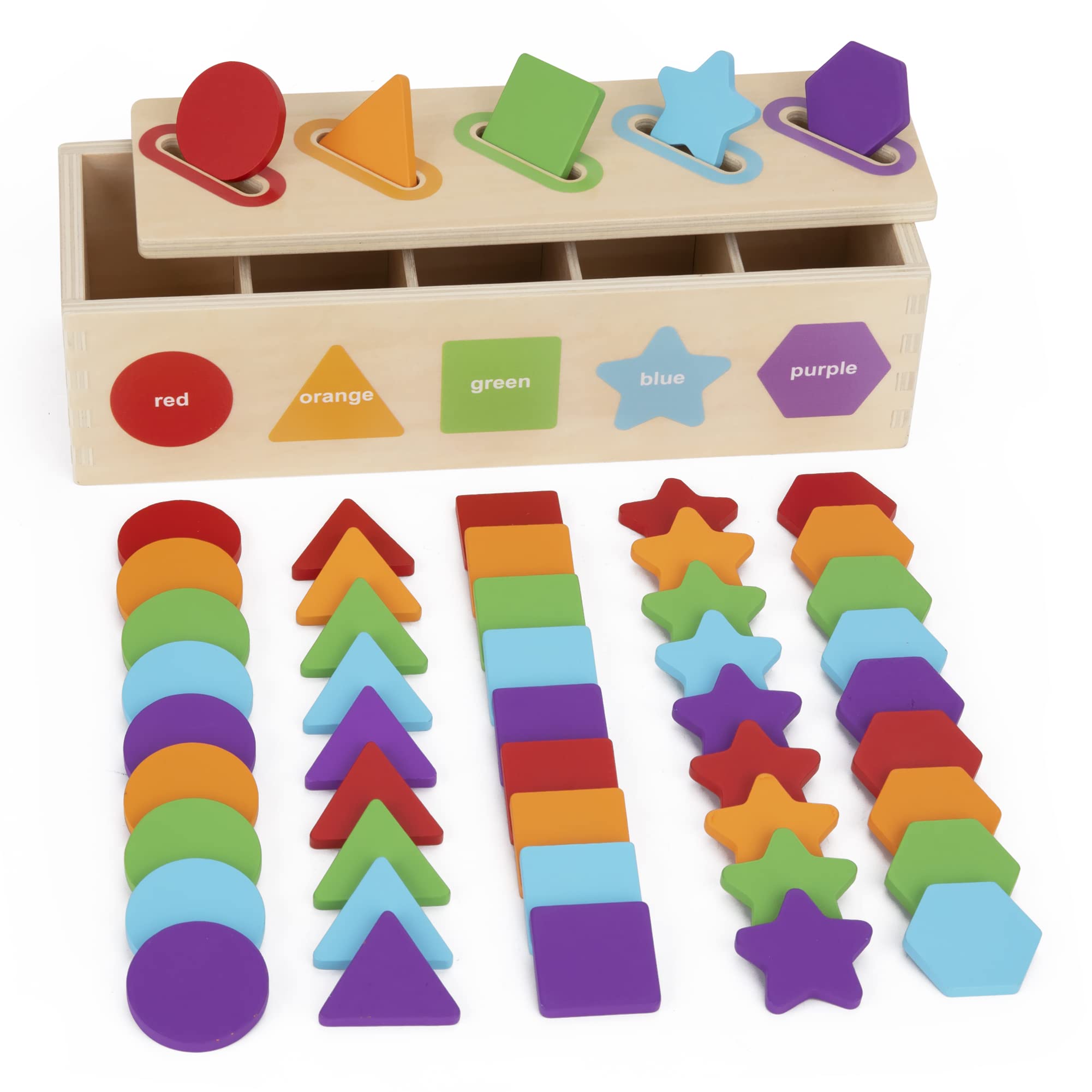 Montessori Wooden Sorting Toys for 1-3 Year Olds | Educational Shape Matching Game for Toddlers | Perfect Birthday Gift for Boys & Girls
