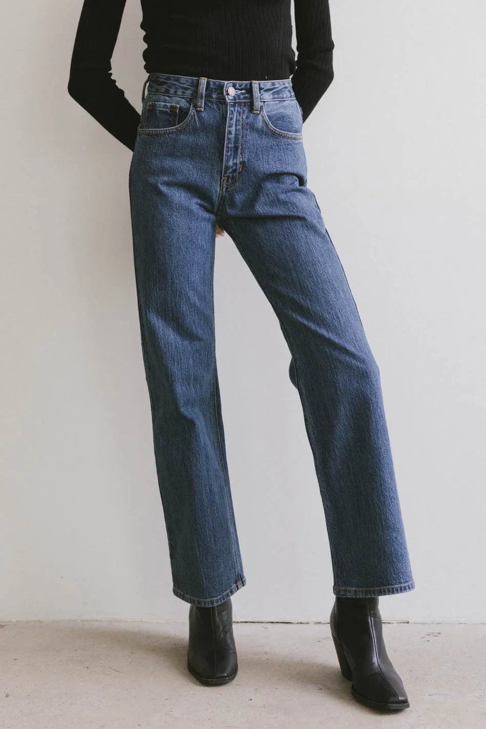Olwen Retro Straight Leg Jeans - Dark Wash Denim Pants for Women | Vintage High Waist Comfort Fit | Perfect for Casual Outfits & Everyday Wear