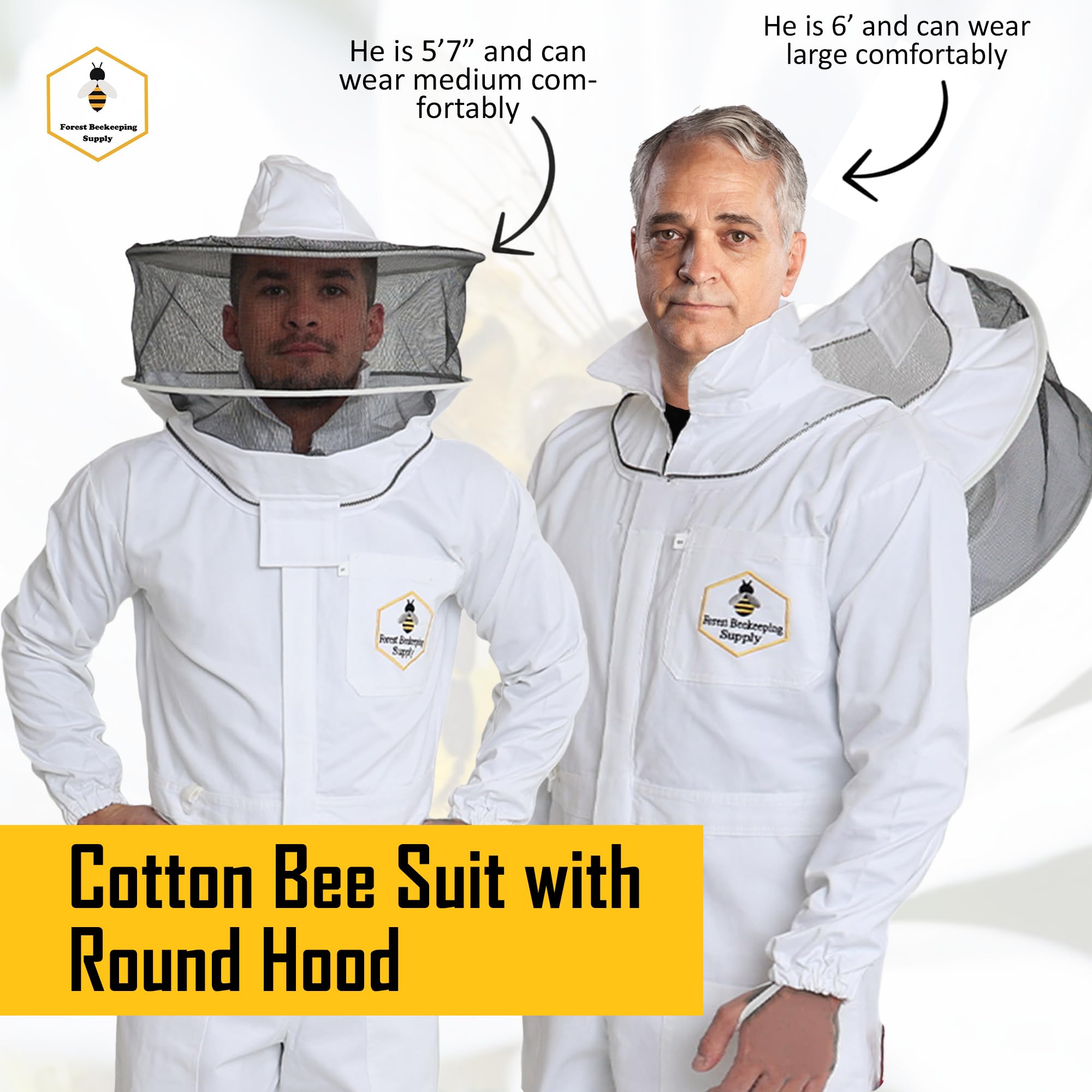 Professional Beekeeping Suit for Men & Women - 100% Cotton Ventilated Round Hood Beekeeper Outfit - Small Size for Hobbyist & Commercial Use - Perfect for Backyard Beekeeping, Apiary Work & Honey Harvesting