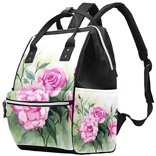 Waterproof Baby Diaper Backpack for Boys & Girls - Large Capacity Maternity Nappy Bag with Watercolor Floral Design | Perfect for Travel, Daycare & On-the-Go Parents