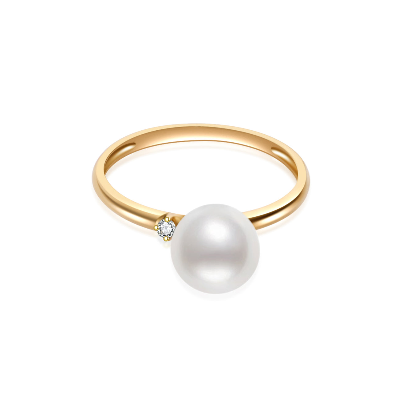 18K Solid Gold Diamond Akoya Hanadama Pearl Ring KR00114 - Elegant Pearl Jewelry for Women, Perfect for Weddings, Anniversaries & Special Occasions
