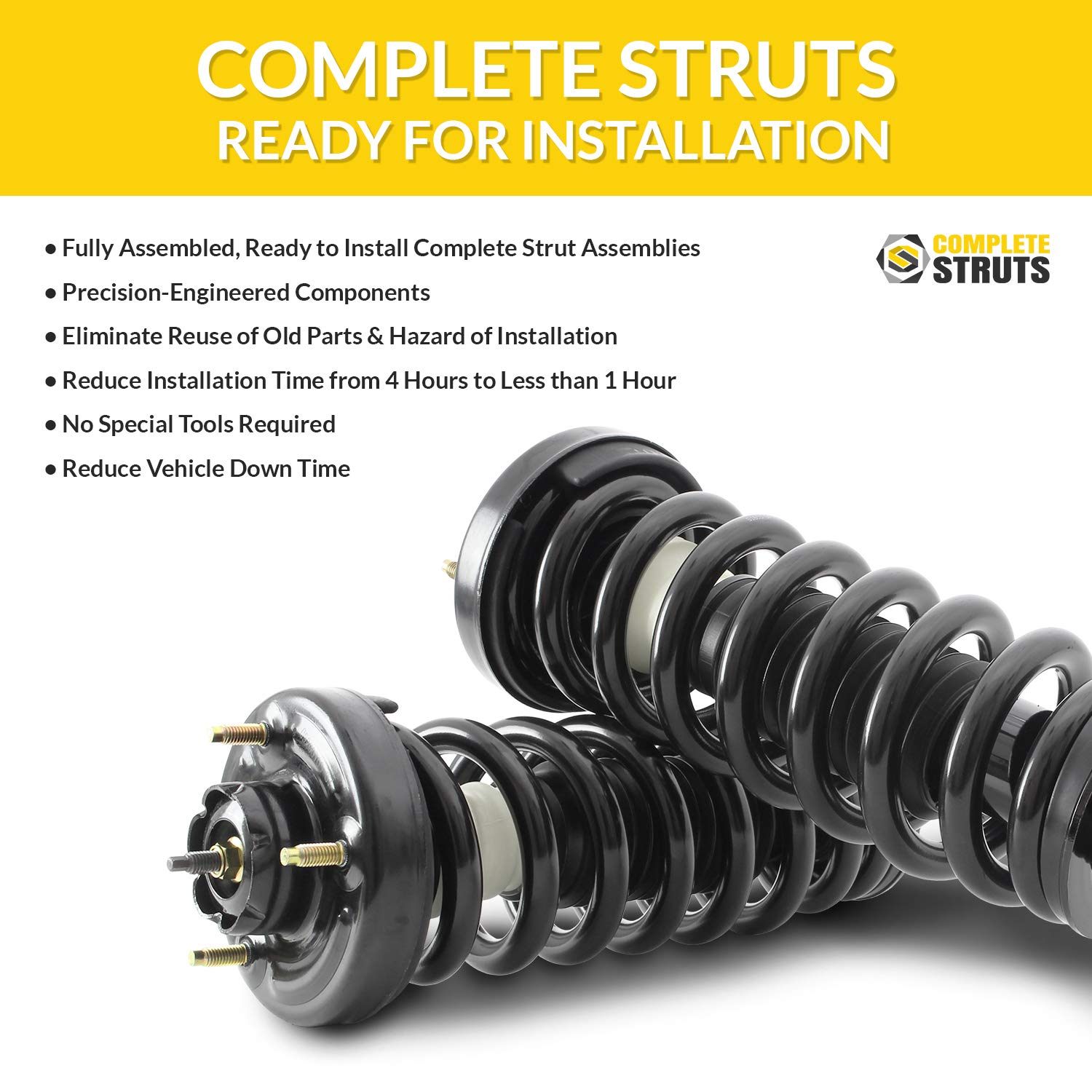 1998-2002 Honda Accord Front Complete Strut Assembly with Coil Spring - Direct Replacement - Improves Ride Comfort & Handling - Perfect for City Driving & Rough Roads - Set of 2