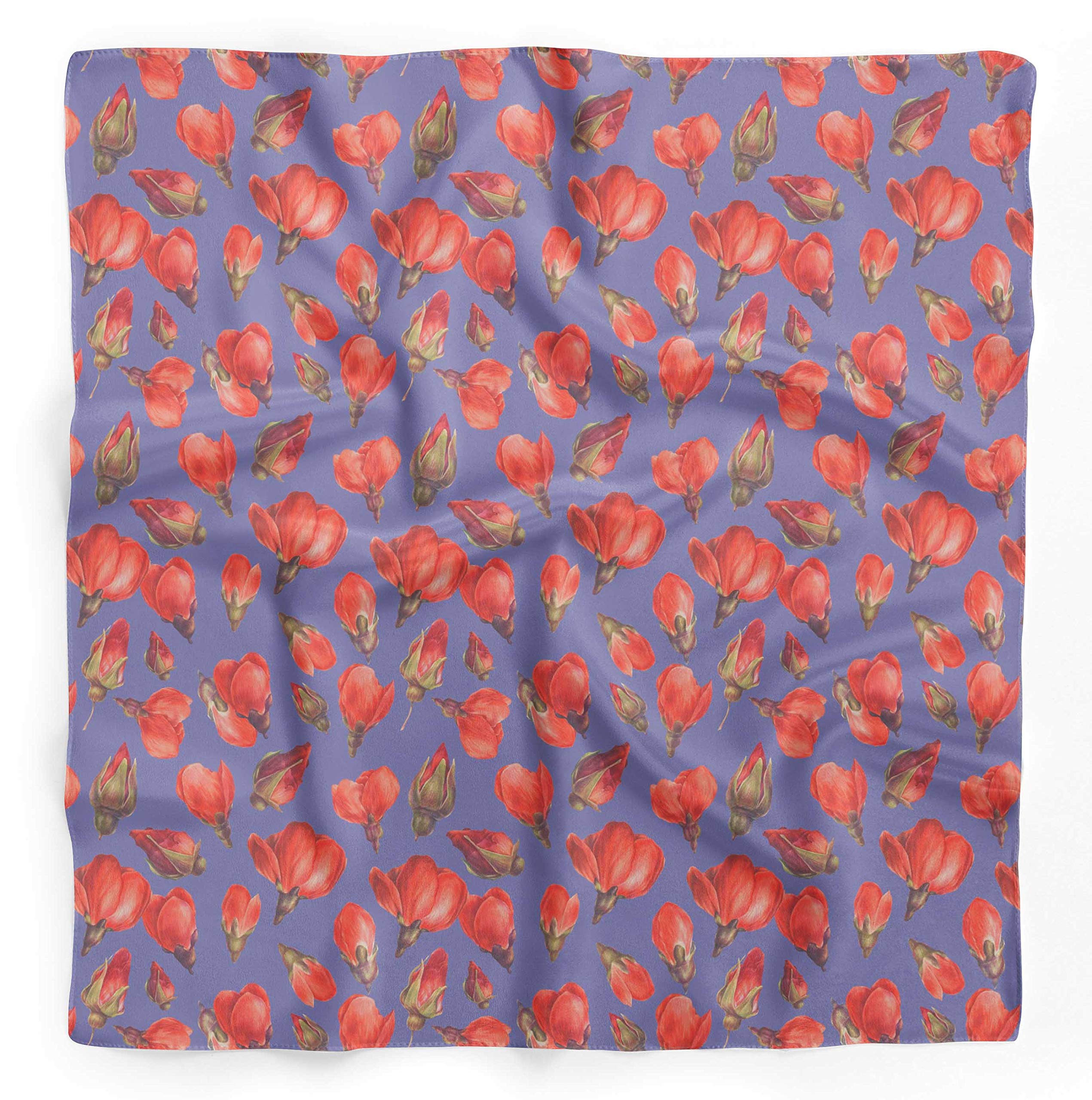 Bimba Printed Pure Silk Scarf for Women - Elegant Hair Neck Head Bandana Wrap - Perfect for Office, Travel, and Special Occasions