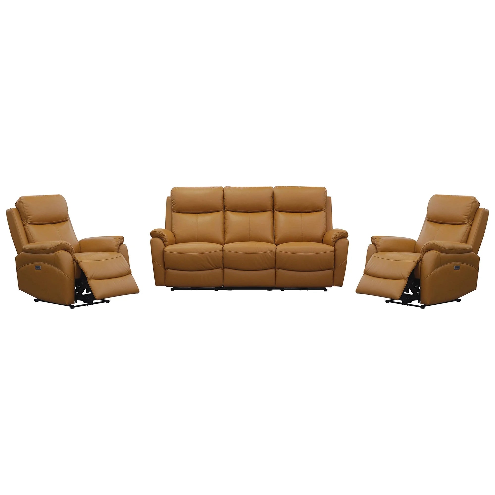 Enzo Leather Electric Recliner Lounge Set - Premium Power Lift Recliner Sofa with Massage & Heat, Tangerine Orange - Perfect for Living Room, Home Theater & Relaxation