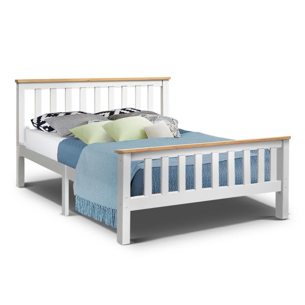 Kewarra Bed White & Normay Series Pillow Top Mattress - Medium Firm Double Package for Ultimate Comfort | Perfect for Guest Rooms, Master Bedrooms & Vacation Homes