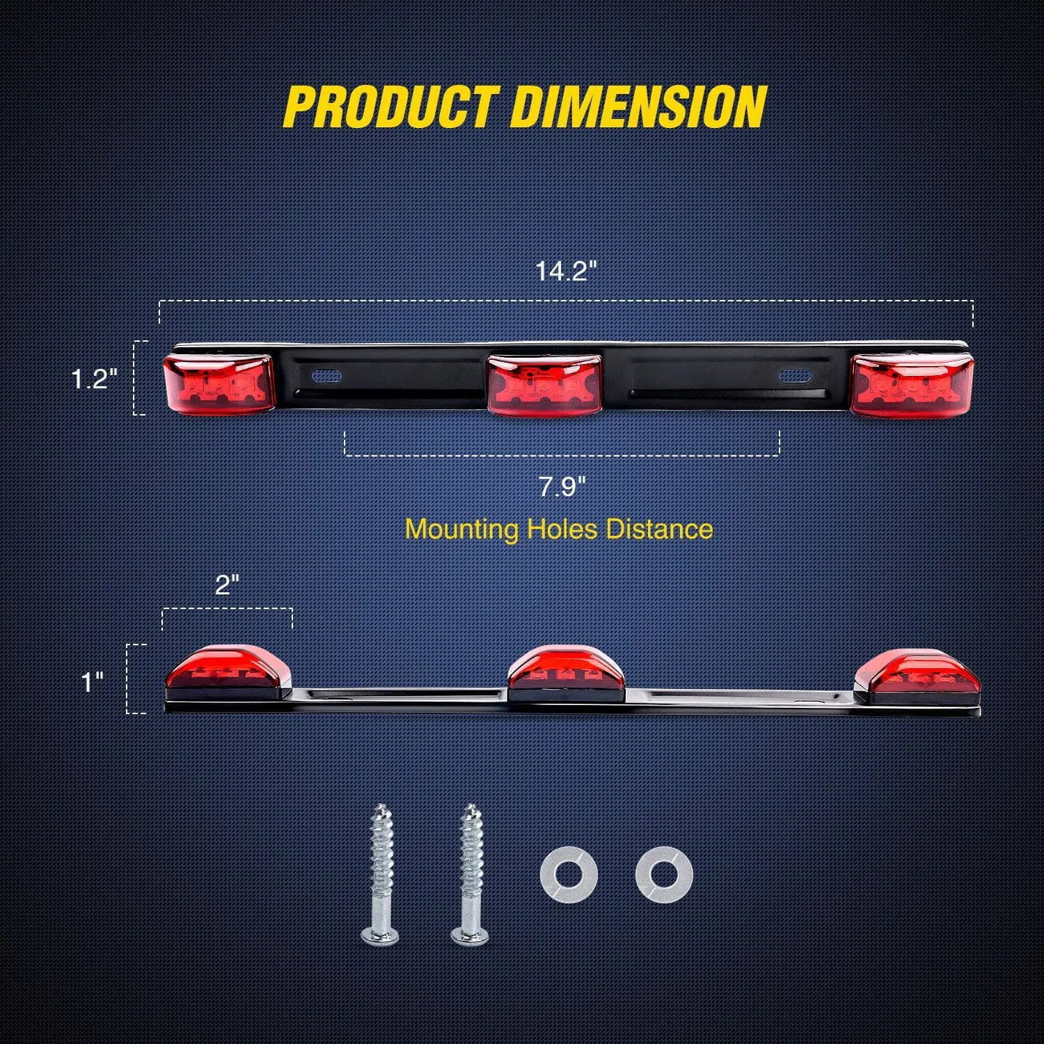 14 Inch 9 LEDs Red Trailer Light ID Bar - Heavy Duty Truck & Trailer Safety Lighting for Night Driving & Road Visibility