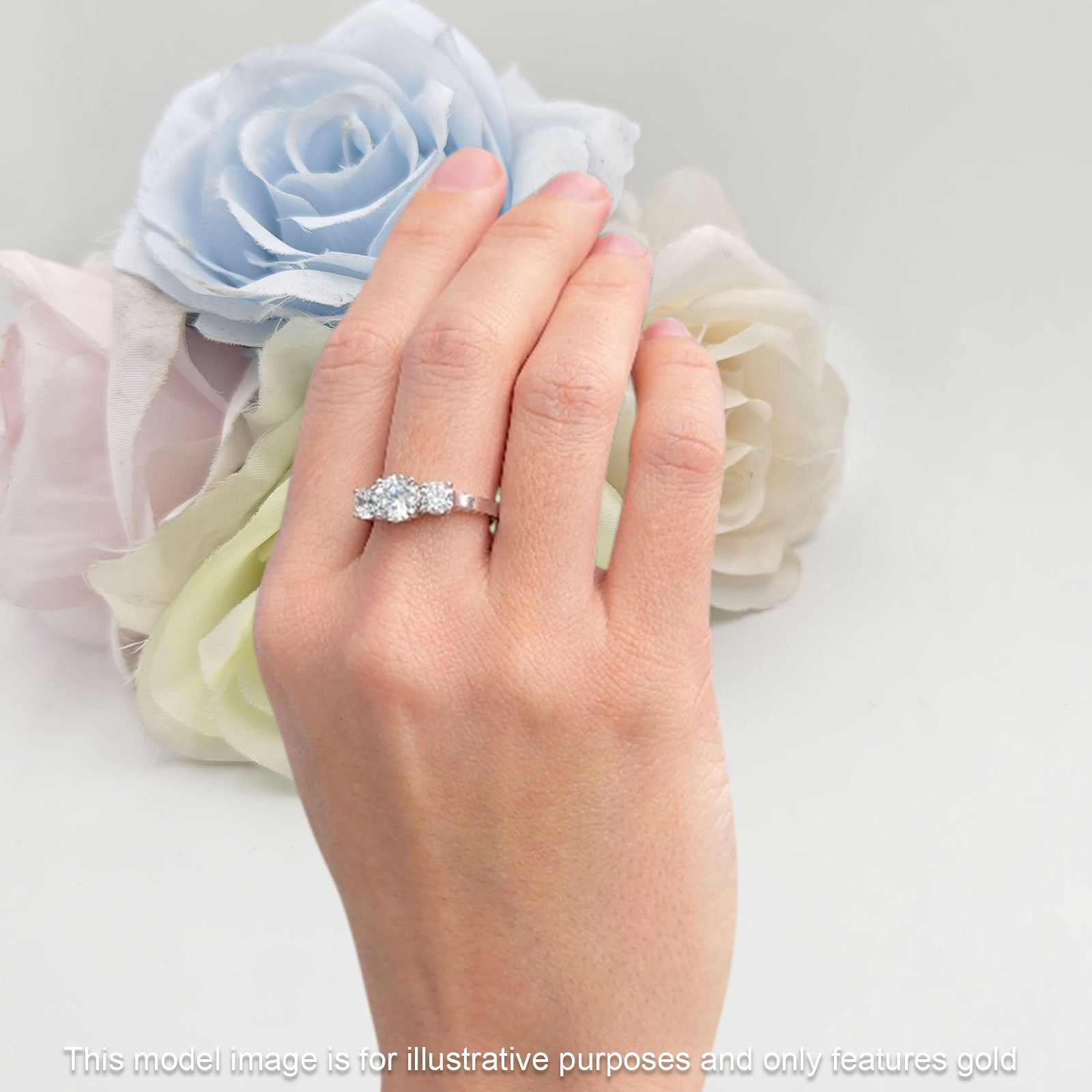 14K White Gold Three Stone Round Cubic Zirconia Ring for Women - Elegant Wedding, Engagement & Anniversary Jewelry Gift