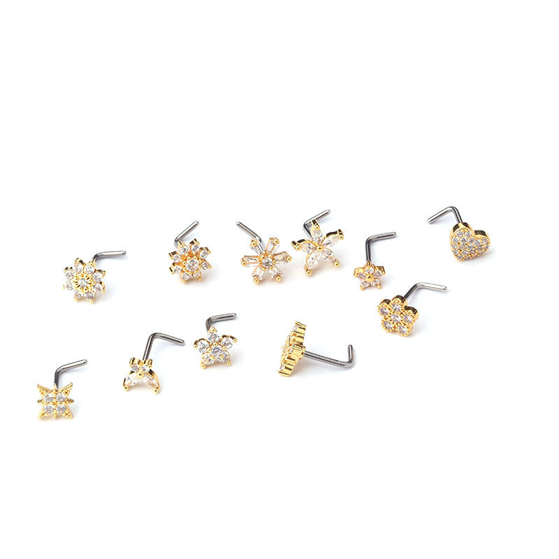 20G L Bend Small Heart Nose Ring Stud - Hypoallergenic Surgical Steel Nose Piercing Jewelry for Women & Girls - Perfect for Everyday Wear, Parties & Special Occasions