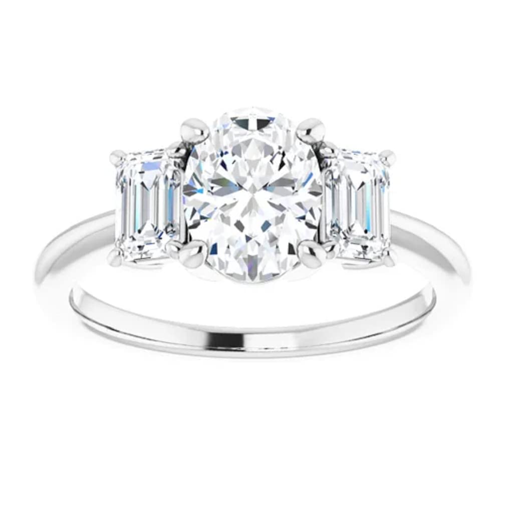 10K Solid White Gold Handmade Oval Cut 1 CT Moissanite Engagement Ring for Women - Solitaire Wedding & Bridal Ring, Perfect for Proposals, Anniversaries & Special Occasions