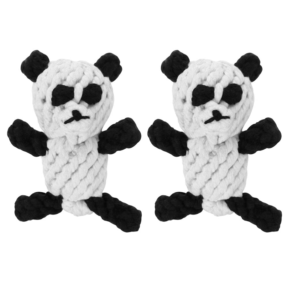 2 Pack Panda Shaped Dog Chew Toys - Durable Cotton Rope Chewing Toys for Small & Medium Dogs, Cat Teeth Cleaning Toy - Fun Interactive Pet Chew Toys for Puppies & Kittens - Perfect for Teething, Dental Care & Playtime