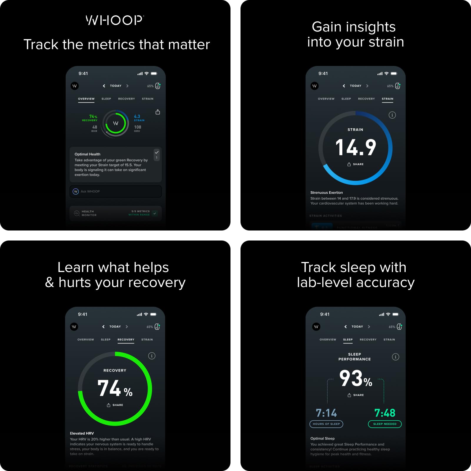 WHOOP 4.0 Fitness Tracker with 12-Month Membership - 24/7 Heart Rate Monitor & Sleep Tracker - Performance Optimization Wearable for Athletes - Track Strain, Recovery & Wellness Metrics - Perfect for Gym, Running & Daily Health Monitoring