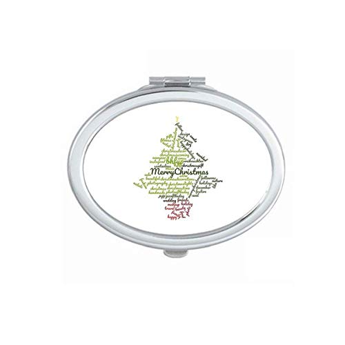DIYthinker Christmas Tree Festive Winter Wordcloud Mirror - Portable Foldable Hand Mirror with Double Sided Design for Makeup, Travel & Home Decor