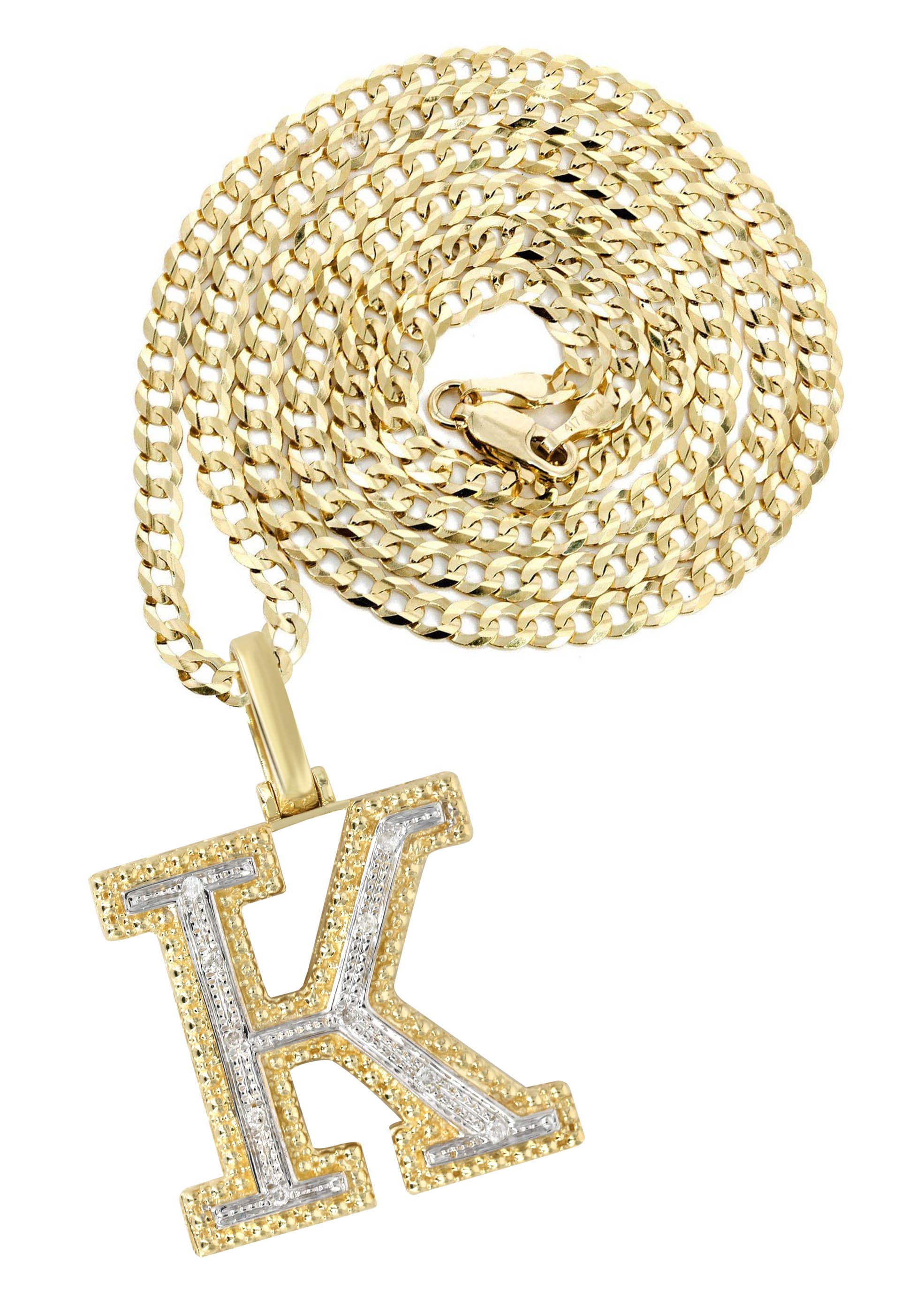 10K Yellow Gold Diamond Letter K Necklace for Women - 14.9 Grams | Elegant Initial Jewelry Gift for Birthday, Anniversary & Valentine's Day
