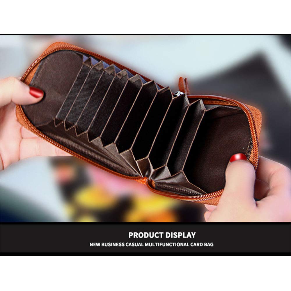 Premium RFID Blocking Leather Card Holder Wallet - Organ-Style Zippered Card Case for Men & Women - Holds Credit Cards, Debit Cards, Business Cards, ID & More (Purple) - Perfect for Travel, Business & Everyday Use
