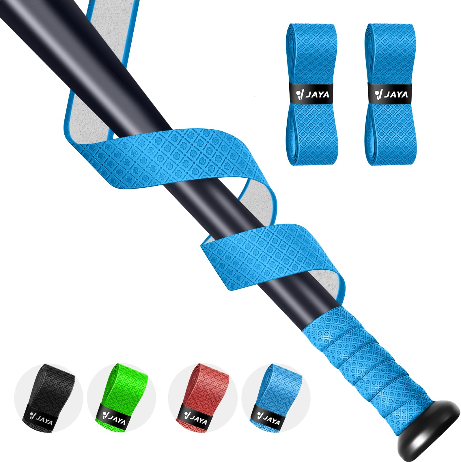JAYA Bat Grip Tape - 1.2mm Anti-Slip Baseball Bat Handle Wrap with Full Adhesive Back (Set of 2) - Professional Batting Tape for Baseball, Softball & Cricket | Perfect for Enhanced Grip and Control During Games & Practice