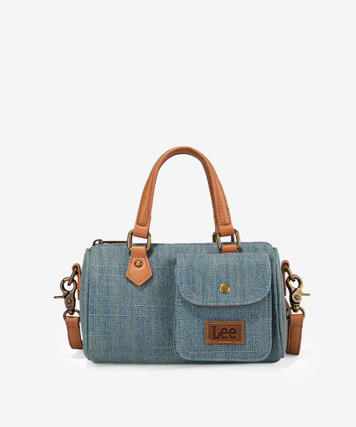LEE Denim Canvas Barrel Satchel Top Handle Crossbody Bag for Women - Stylish Shoulder Purse for Work, Travel & Everyday Use
