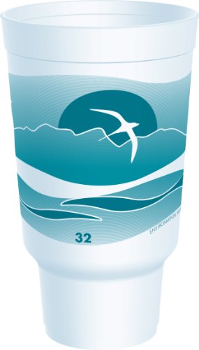32 Oz Printed Horizon Foam Hot & Cold Cups - Insulated Travel Mug Set of 16 - Perfect for Coffee, Tea, Smoothies at Home, Office or Outdoor Adventures
