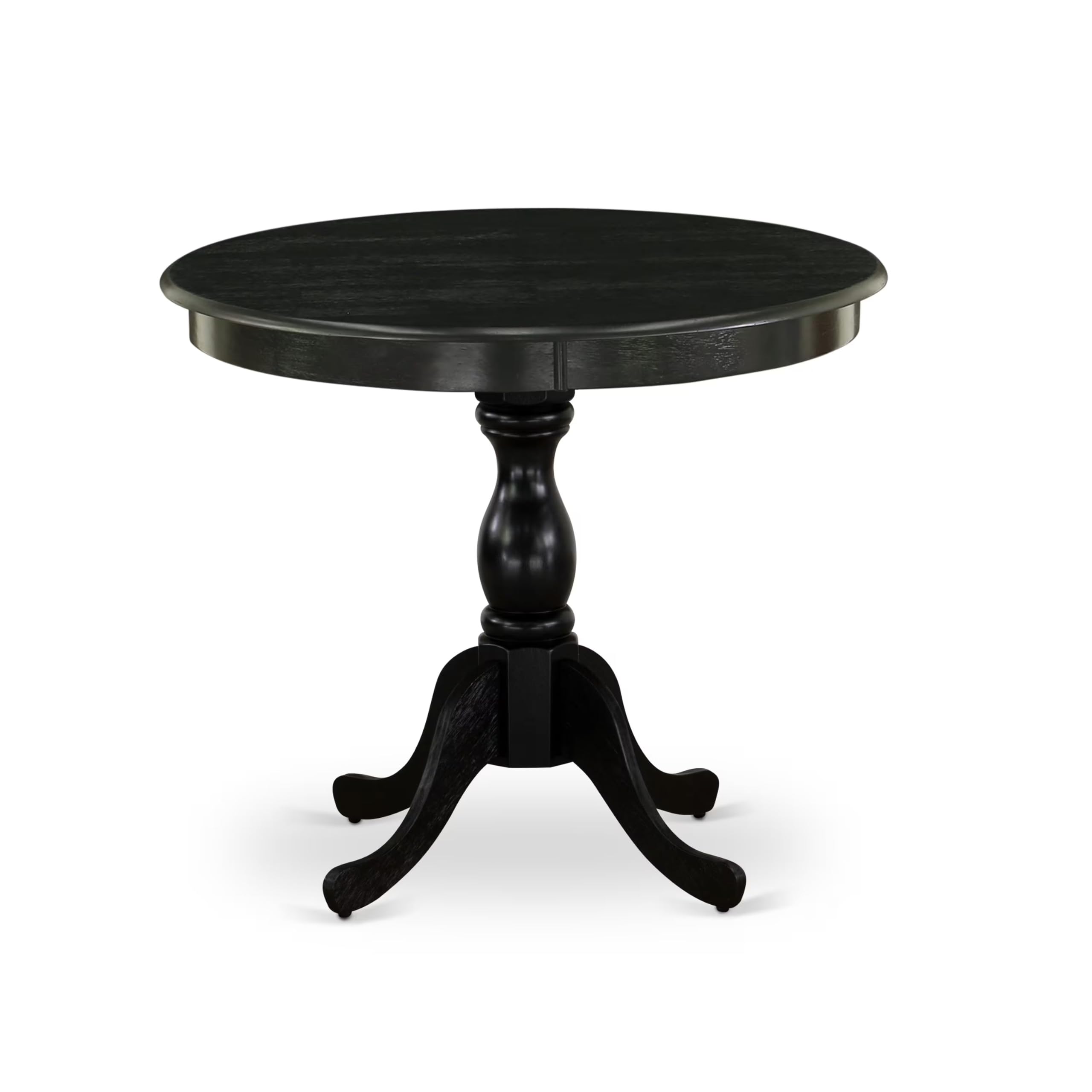 East West Furniture 3-Piece Round Dining Table Set with Pedestal Base & 2 Chairs - 36x36 Inch Black Kitchen Table for Small Spaces | Perfect for Apartments, Breakfast Nooks & Cozy Dining Areas