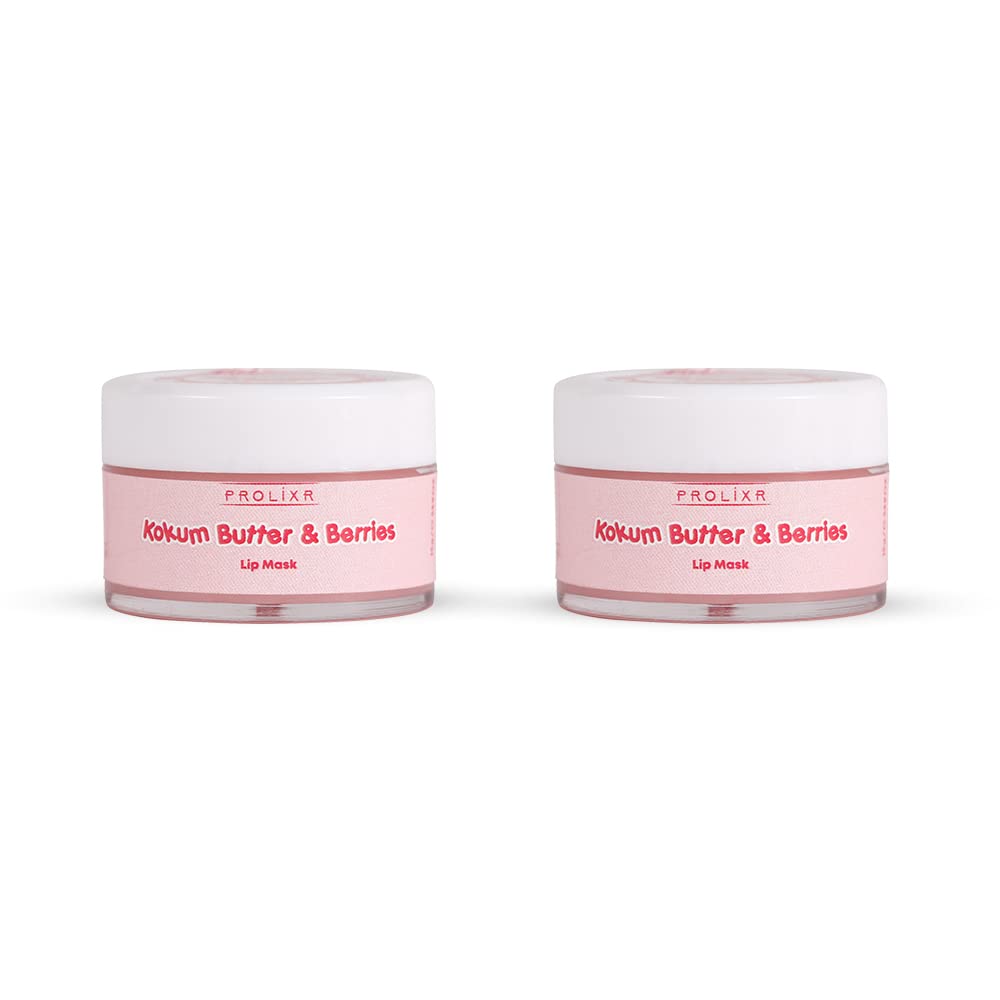 Prolixr Kokum Butter & Berry Overnight Lip Mask - Repair Chapped, Dry & Pigmented Lips - Deep Hydration for All Skin Types - Cruelty Free - Pack of 2 - Perfect for Nighttime Lip Care & Winter Lip Treatment