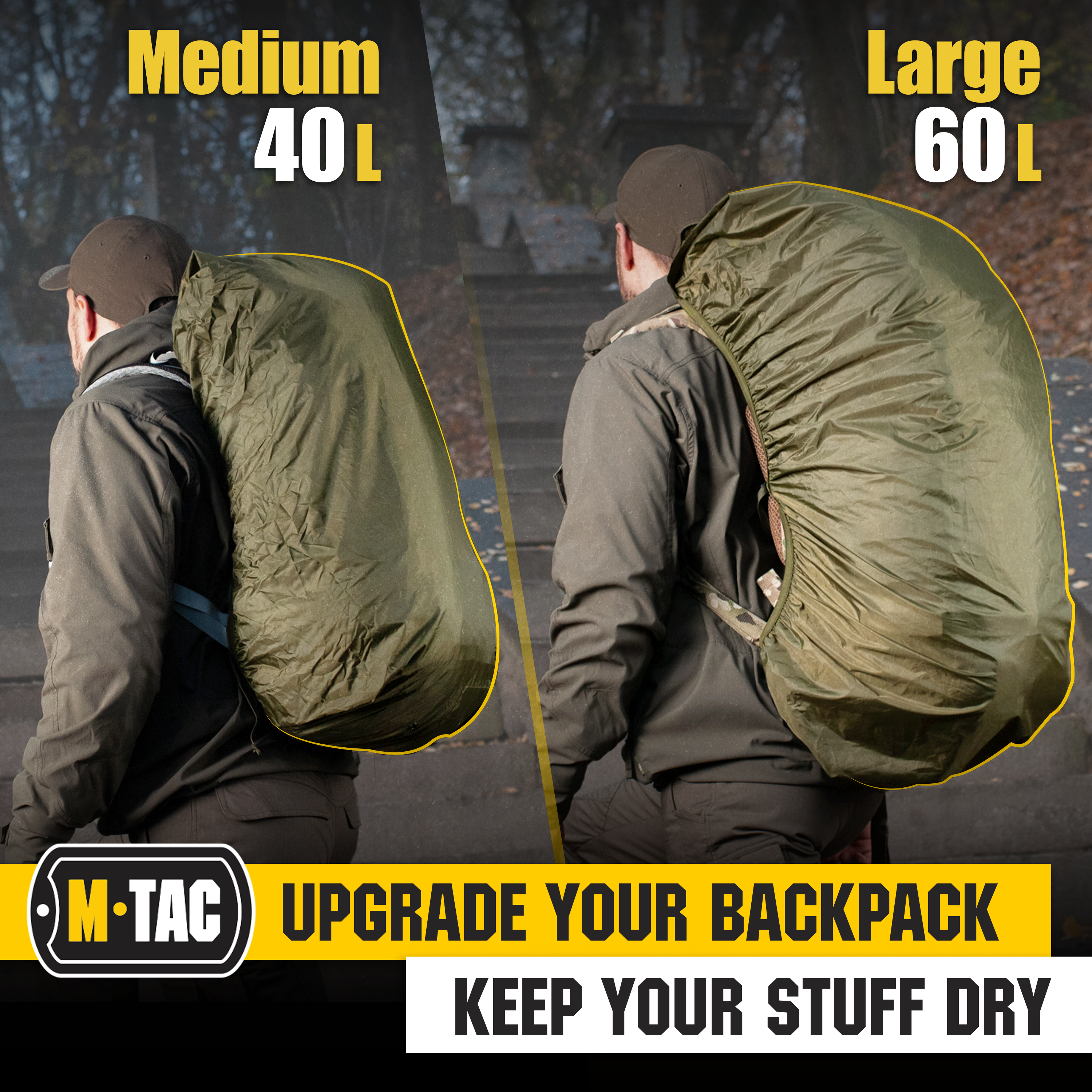 Waterproof Backpack Cover for Hiking, Travel & Outdoor Adventures - M Tac Rain Cover for Backpacks (20L-50L) - Keep Your Gear Dry in All Weather Conditions