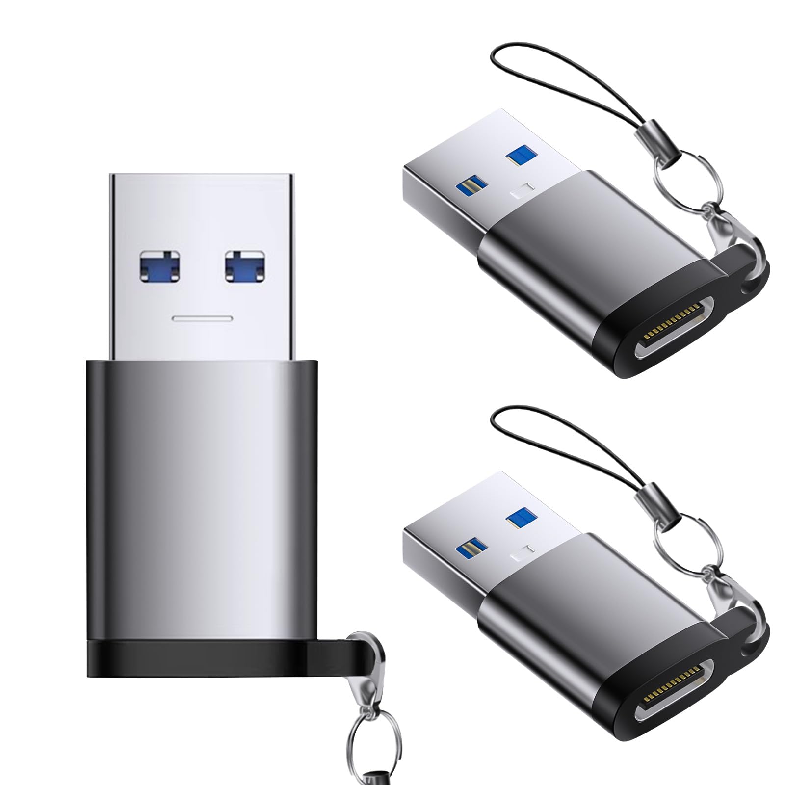 3-Pack USB C Female to USB Male Adapter | Type C to USB A Converter | Compatible with iPhone 16/15/14/13, AirPods 3, MacBook, Samsung S24, Nintendo Switch | Fast Charging for Home, Office & Car Travel