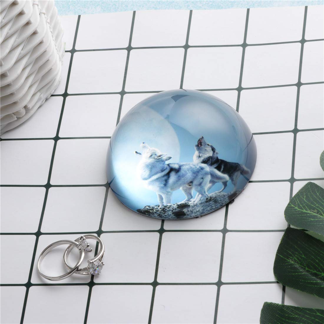 HANUR Crystal Wolf Paperweight - Elegant Glass Hemisphere for Office Desk Decor, Gift & Feng Shui Home Decoration | Perfect for Office, Study Room & Meditation Space