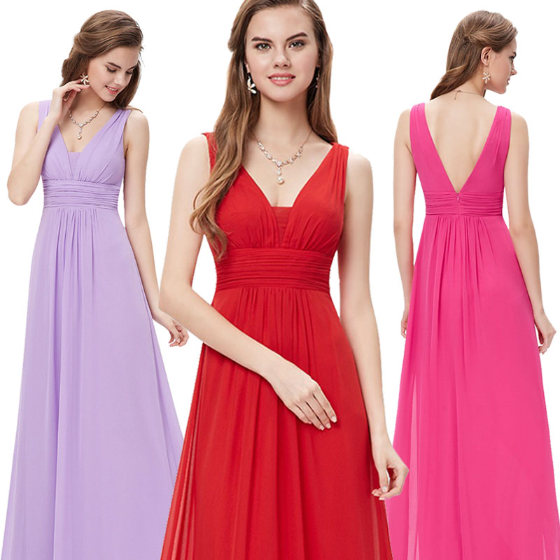 Elegant Deep V Neck Ruched Bust Maxi Evening Dress for Women - Perfect for Prom, Party & Formal Occasions