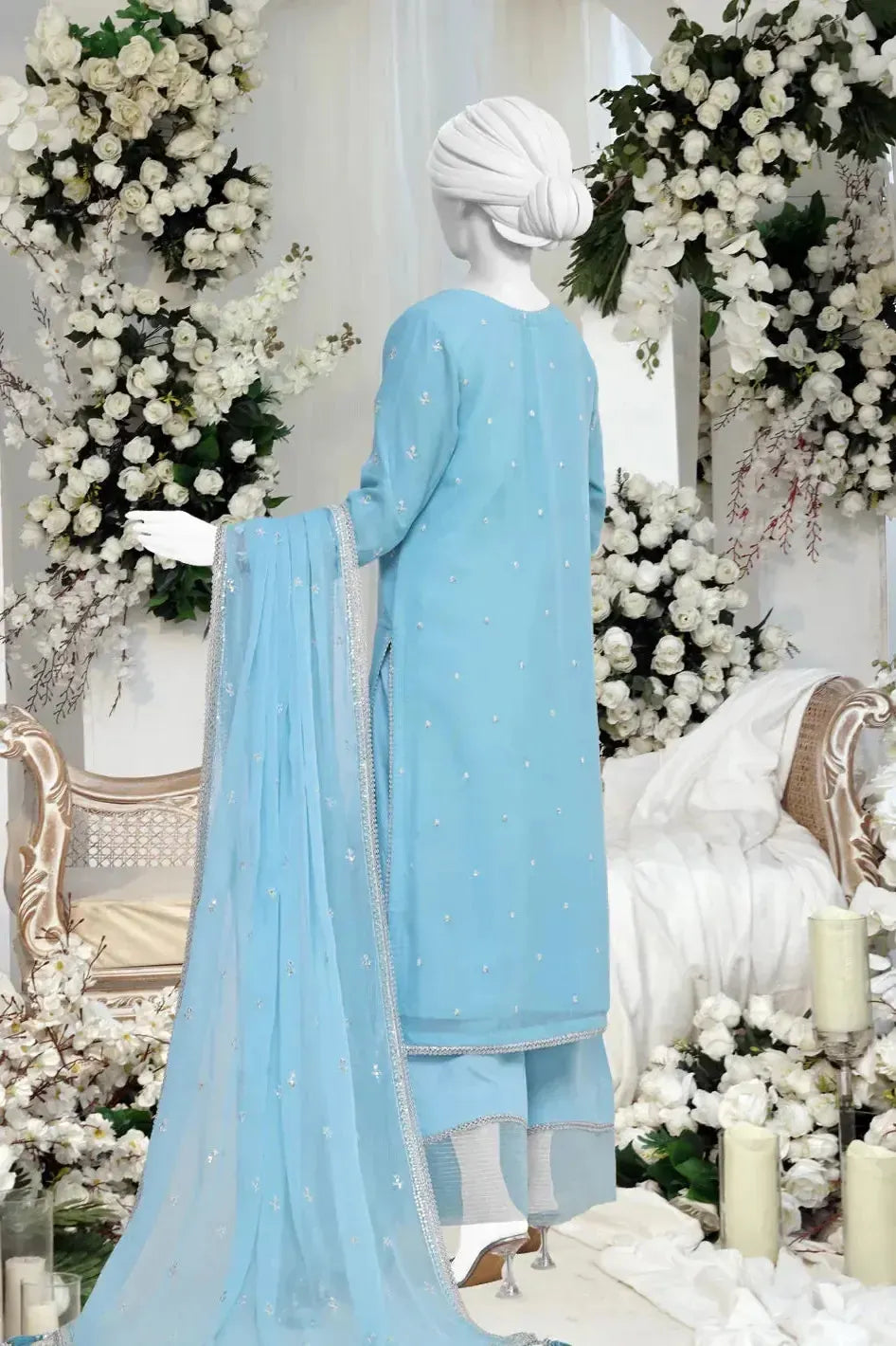 Elegant Blue Chiffon Stitched Suit for Women - Panjnad by J.Junaid Jamshed | Perfect for Weddings, Parties & Formal Occasions