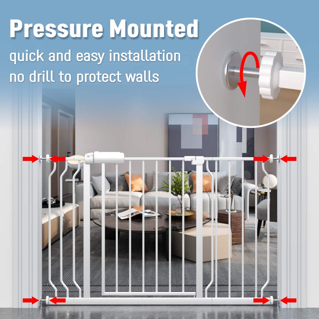 ALLAIBB Extra Wide Auto-Close Baby Gate - 52.76-57.48