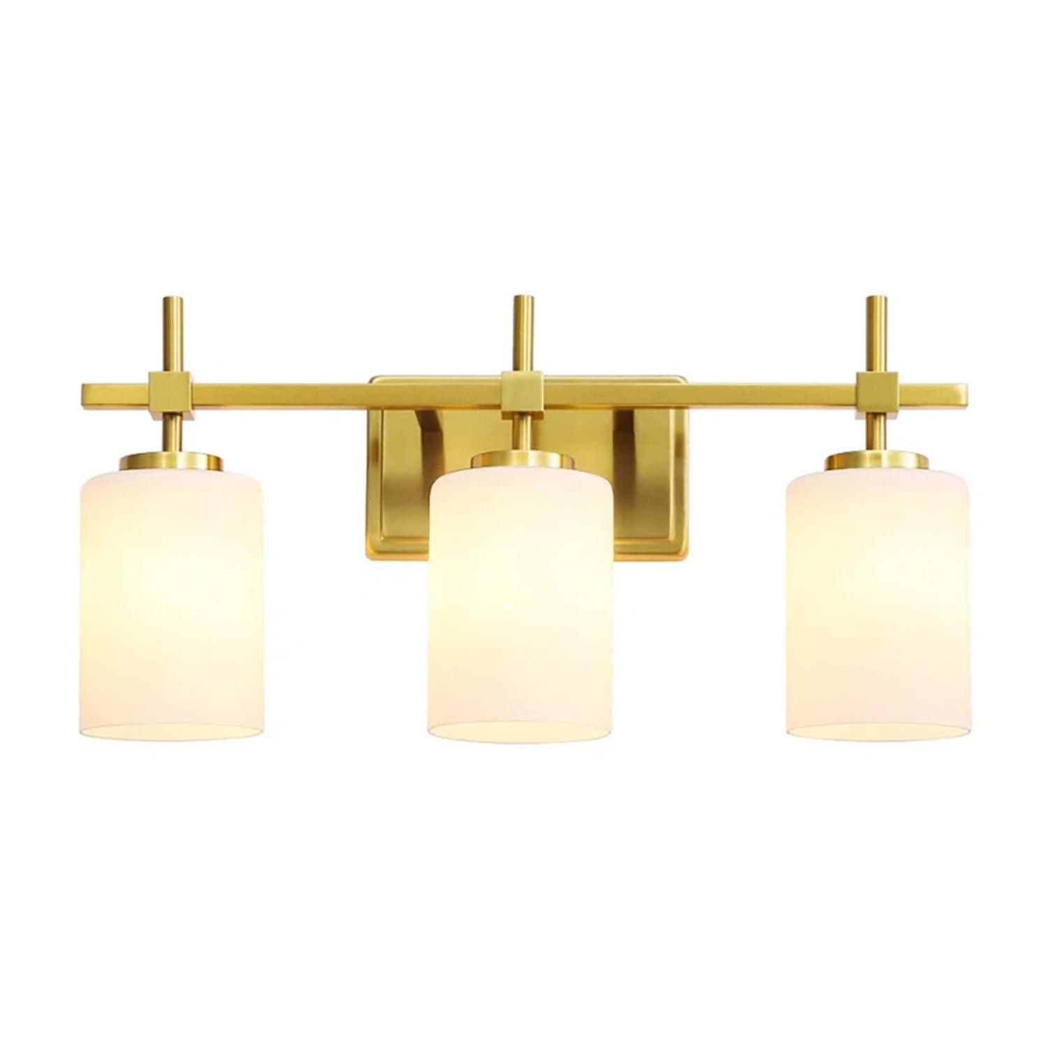 Jasper Gold Modern Frosted Glass 3-Light Bathroom Vanity Light Fixture - Perfect for Bathroom, Powder Room, and Dressing Area Lighting