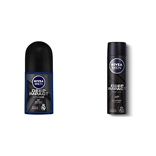 Nivea Men's Deep Impact Freshness Roll-On Deodorant 50ml & 150ml - Long-Lasting Protection for Active Lifestyles, Gym & Work