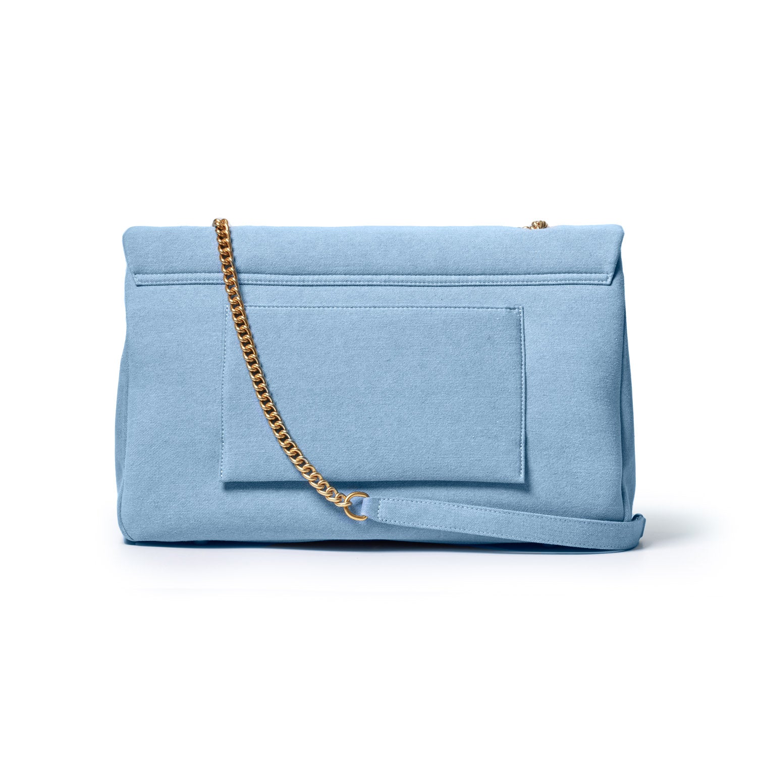 Large Denim Gold Flap Bag - Stylish Crossbody Purse for Women, Fashionable Shoulder Bag with Gold Accents - Perfect for Casual Outings, Shopping & Travel