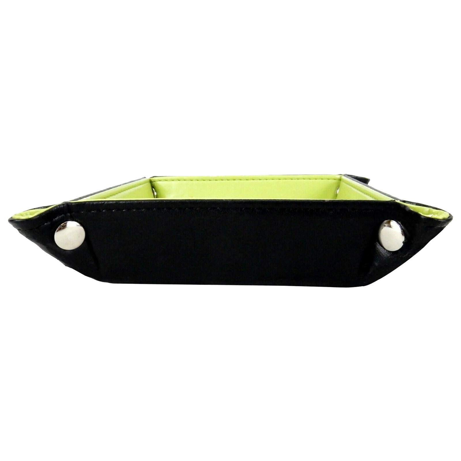 Premium Faux Leather Folding Travel Organizer - Collapsible Storage Bin for Jewelry, Wallets, Phones, Watches & Accessories - Portable Multi-Purpose Organizer Box for Home, Office & Travel (3-Pack, Lime Green) - Perfect for Clutter-Free Packing, Gift Giving & Daily Organization